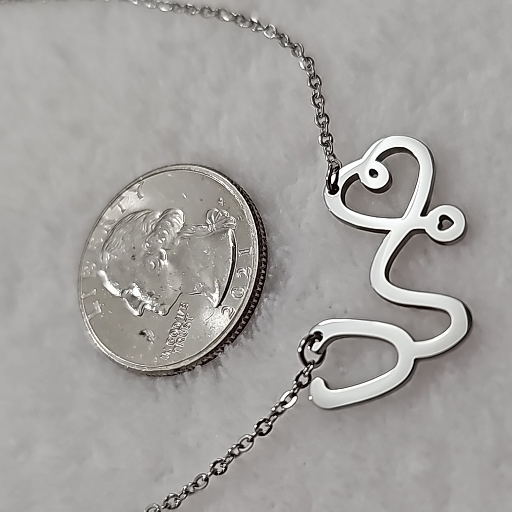 Stethoscope Love Stainless Steel Necklace - Picture 5 of 10